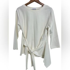 Olivia Preckel Elegant Cream Tie-Front Blouse
